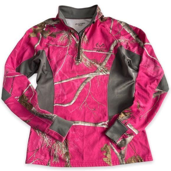 Realtree Ladies Jacket Performance Realtree Camo 1/4 Zip Mock Neck Pullover Top - Picture 3 of 12